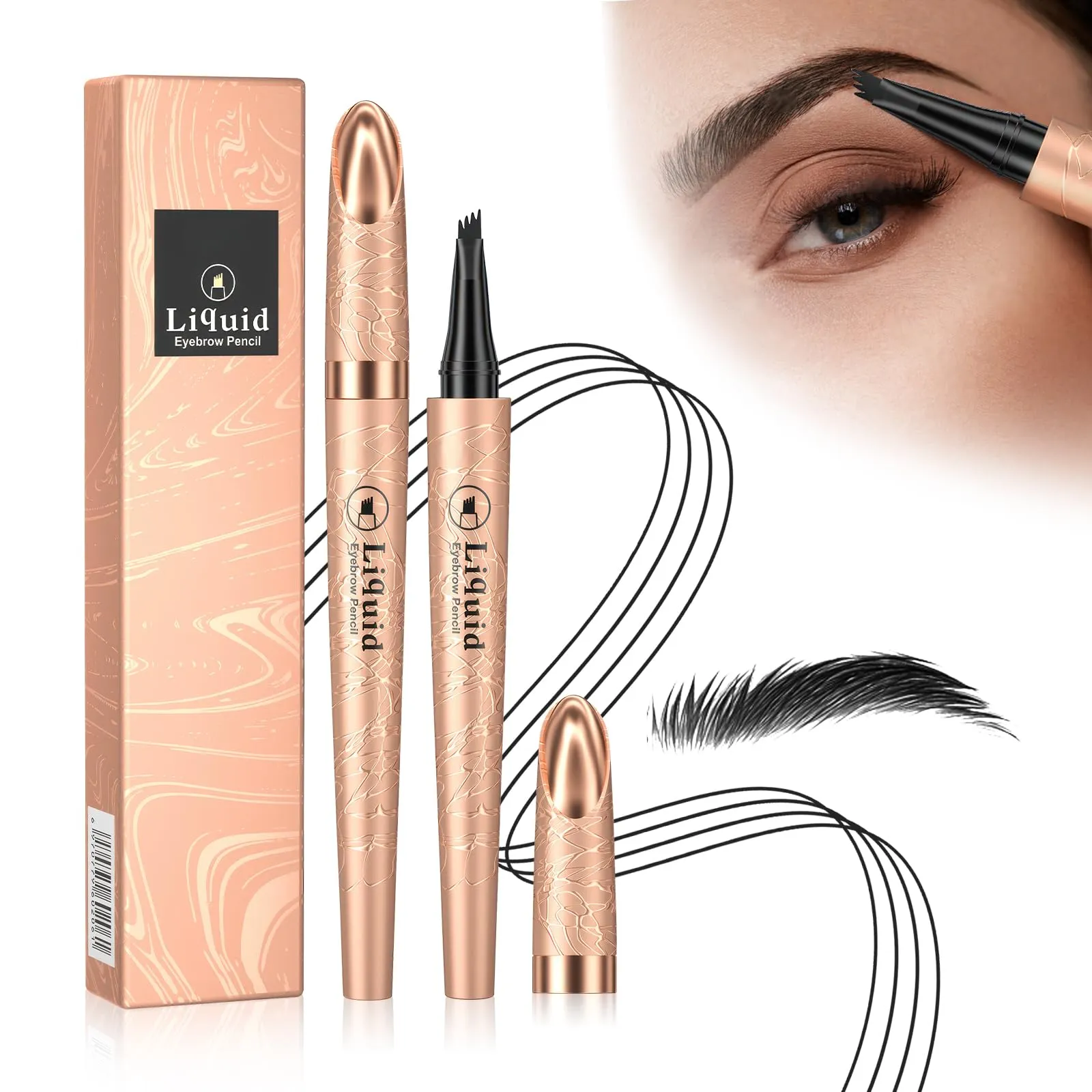 2024 New Magic 4-Tip Eyebrow Pencil - Upgraded 3D Long-Lasting Waterproof Microblading Eye brow Pencil Contouring Pen, Creating Natural Looking Brows Effortlessly (Black,04#)
