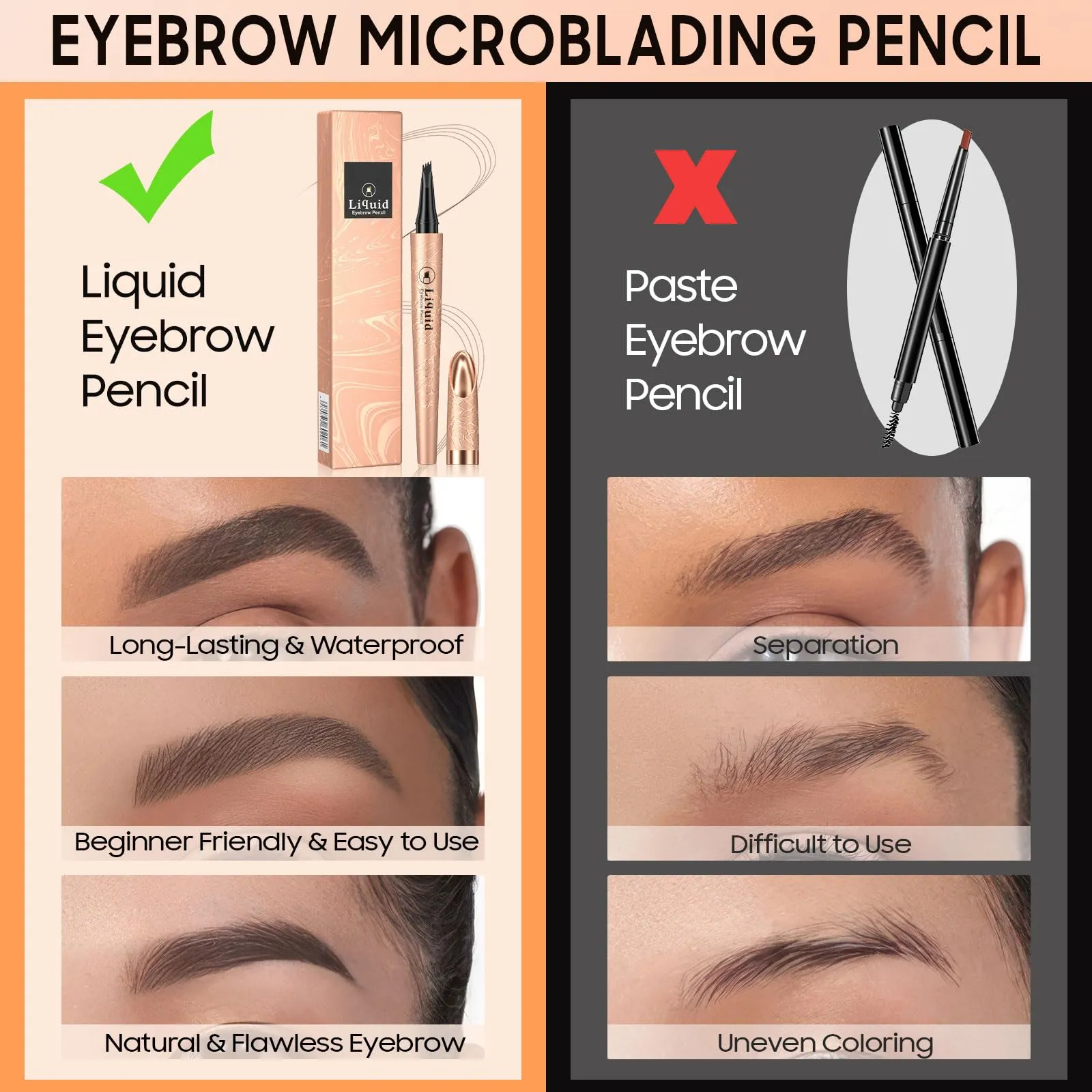 2024 New Magic 4-Tip Eyebrow Pencil - Upgraded 3D Long-Lasting Waterproof Microblading Eye brow Pencil Contouring Pen, Creating Natural Looking Brows Effortlessly (Black,04#)