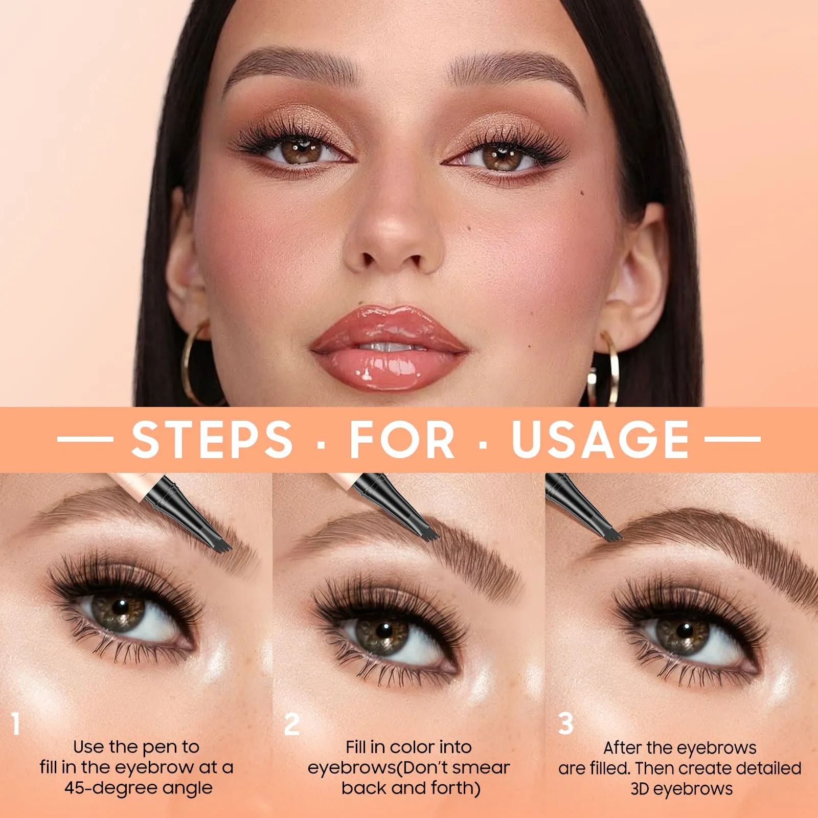 2024 New Magic 4-Tip Eyebrow Pencil - Upgraded 3D Long-Lasting Waterproof Microblading Eye brow Pencil Contouring Pen, Creating Natural Looking Brows Effortlessly (Black,04#)