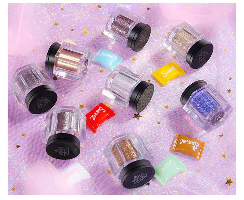 Crystal Luster Glitter Eyeshadow Powder Pigment Metallic Shiny  Eye Toppers Single Eye Shadow
