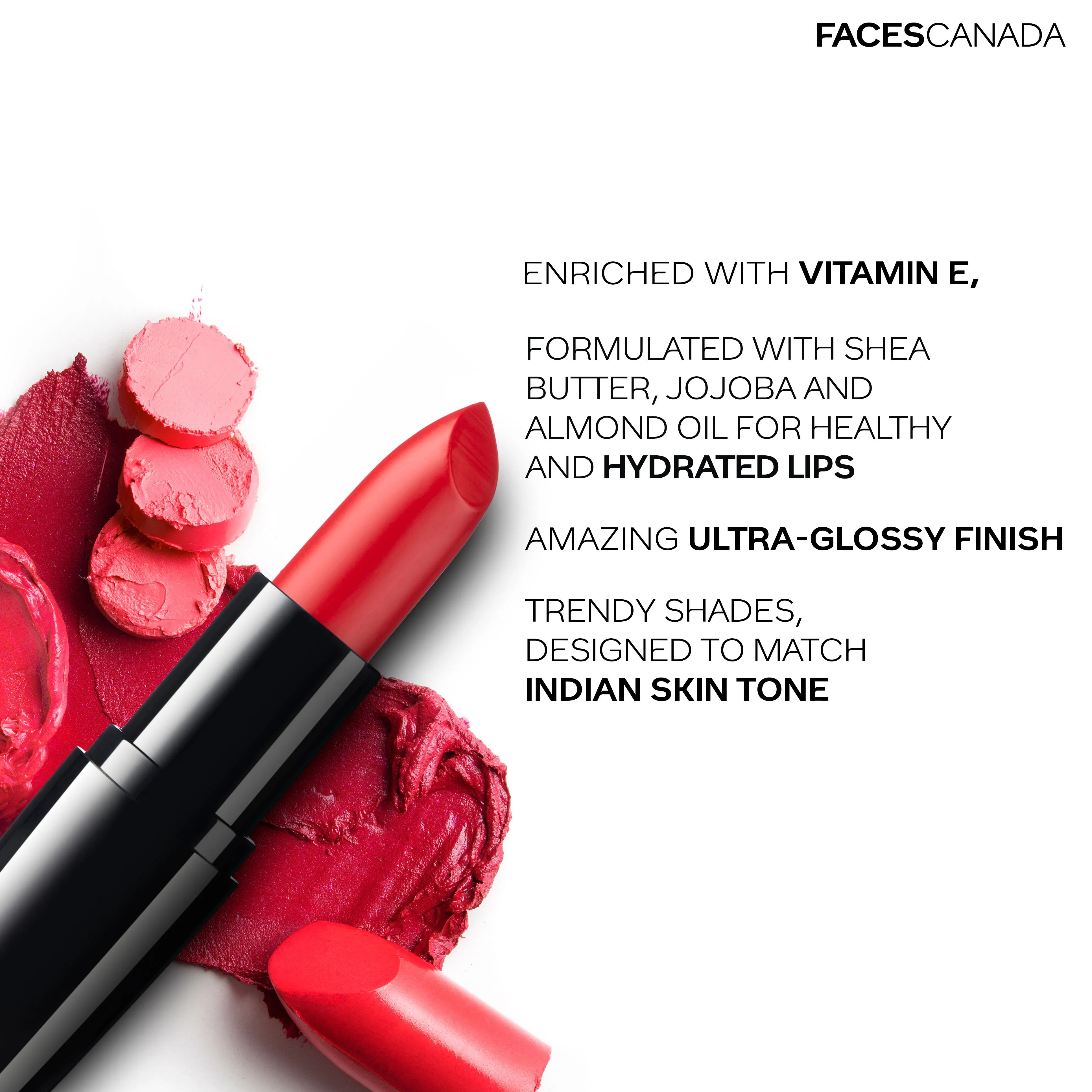 Faces Canada Weightless Creme Lipstick |Jojoba and Almond Oil | Highly pigmented | Smooth One Stroke Color | Keeps Lips Moisturized | Lady In Red 4g