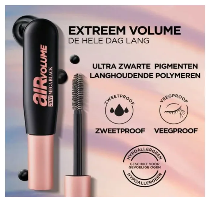 L'Oréal Air Volume 30H Mega Black Mascara - Black