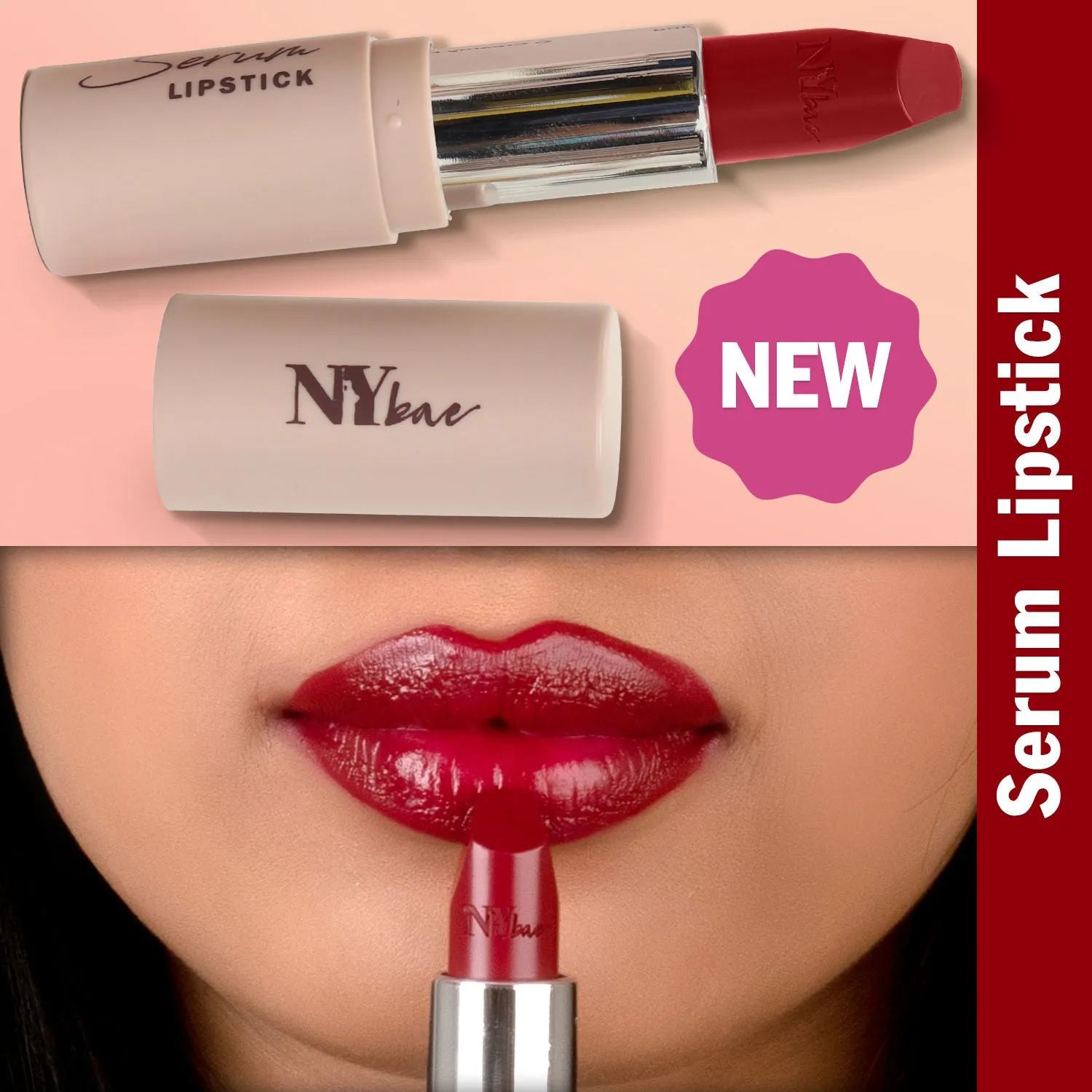 NY Bae Runway Serum Lipstick - Magenta Dew (4.8 g) | Magenta | Highly Pigmented | Vitamin E & Fruit Oils | Lightweight | Non-Drying