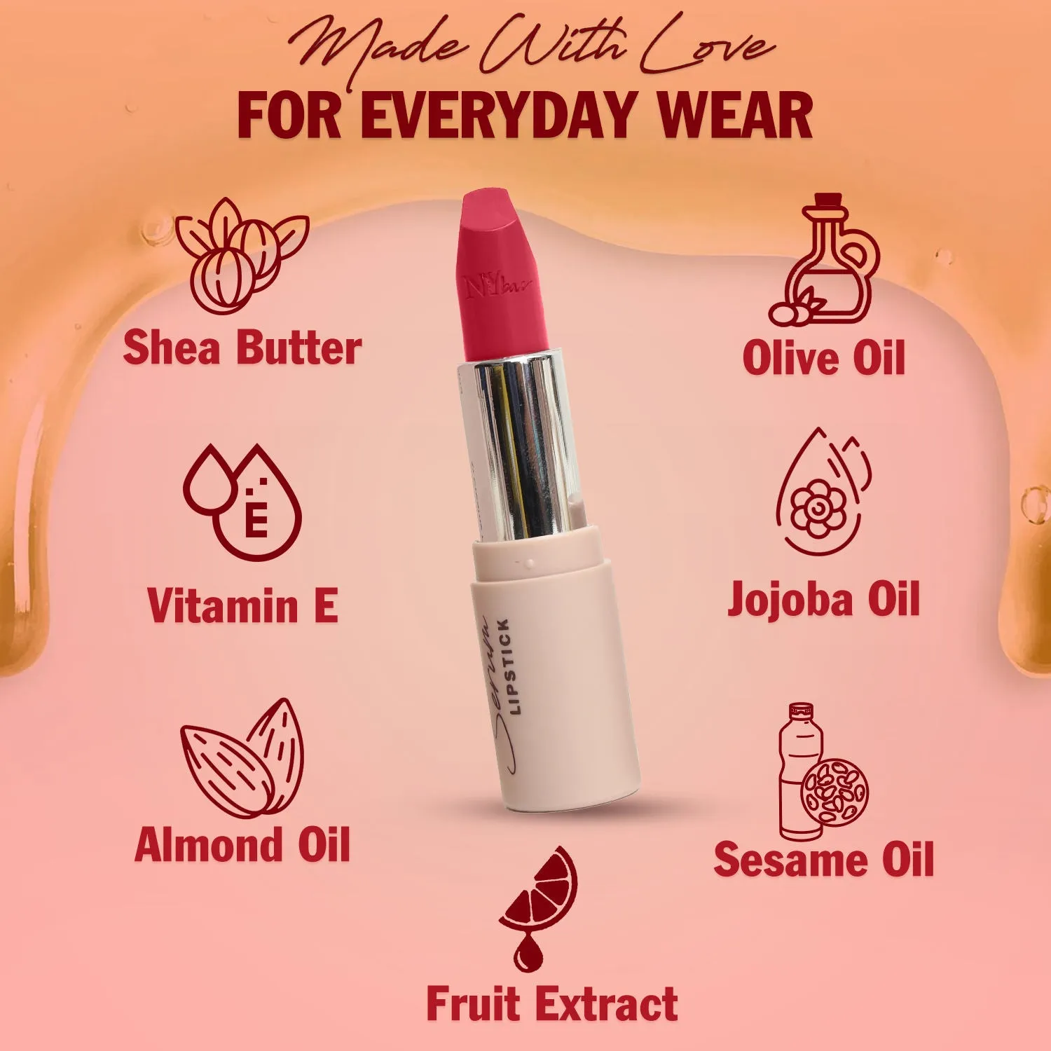 NY Bae Runway Serum Lipstick - Pink Pool 04 (4.8 g) | Pink | Highly Pigmented | Vitamin E & Fruit Oils | Lightweight | Non-Drying
