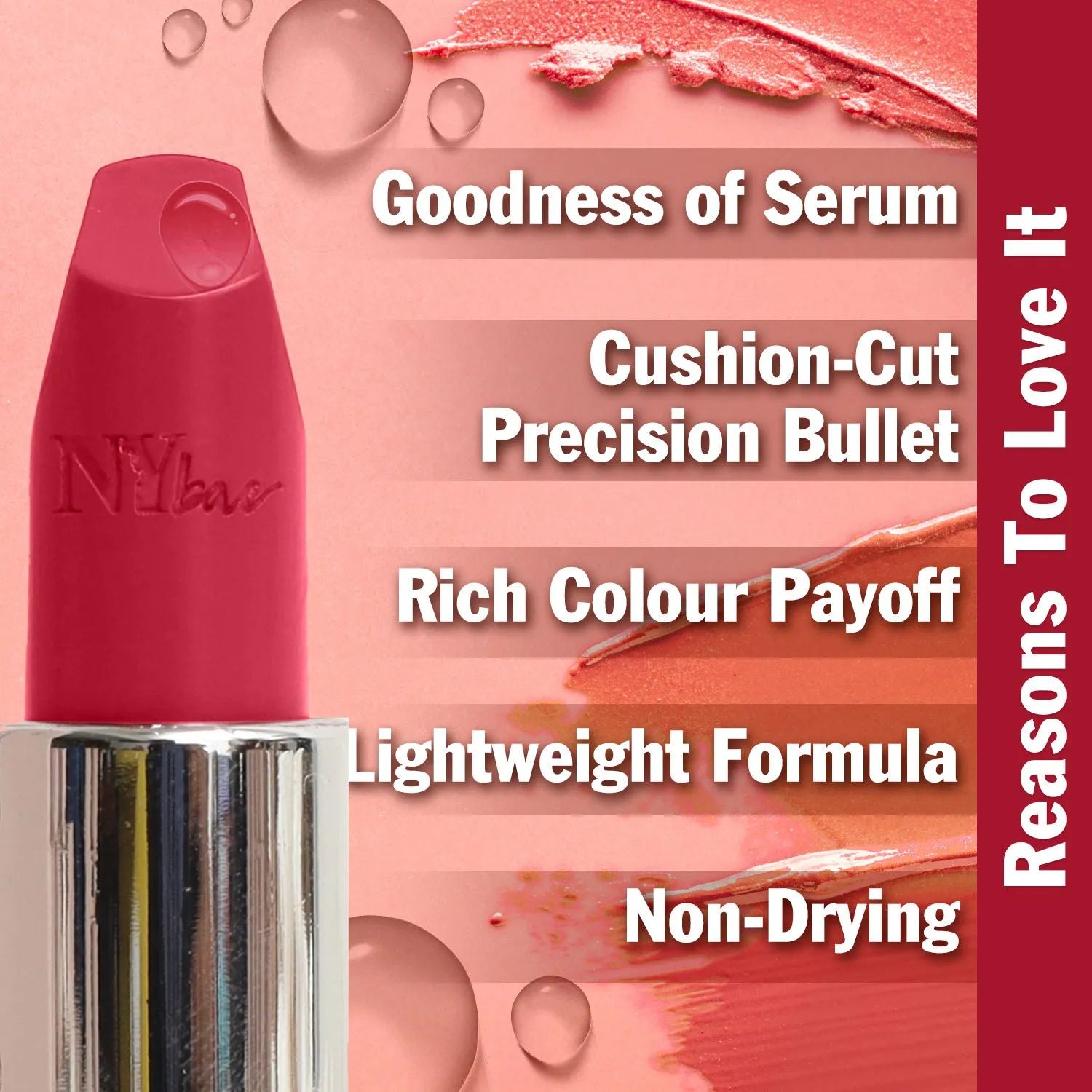 NY Bae Runway Serum Lipstick - Pink Pool 04 (4.8 g) | Pink | Highly Pigmented | Vitamin E & Fruit Oils | Lightweight | Non-Drying