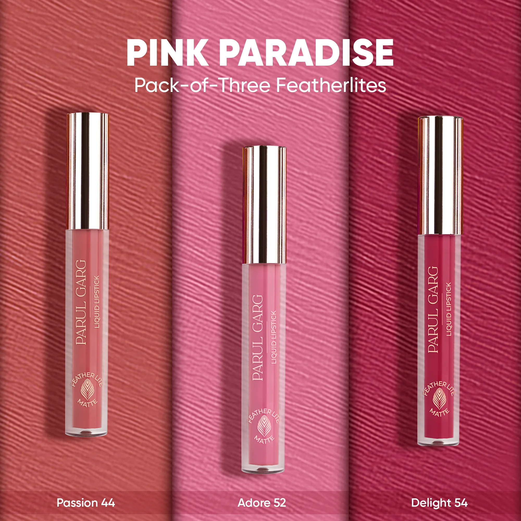 Pink Paradise: Pack-of-Three Featherlites Liquid Lipsticks