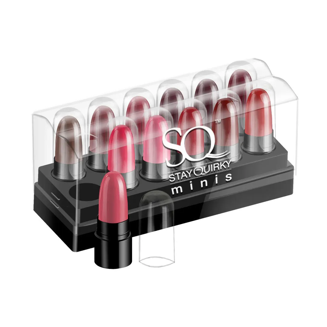 Stay Quirky Lipstick Soft Matte Minis - Kiss My Lips And Take Wine Sips, Set of 12 Mini Lipsticks, Kit 7 (14.4 g)
