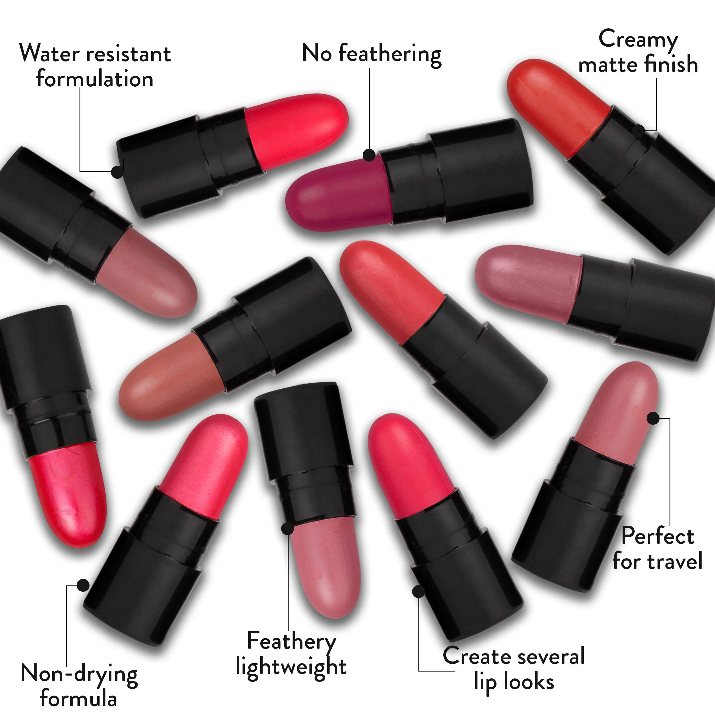 Stay Quirky Lipstick Soft Matte Minis|12 in 1|Long lasting|Smudgeproof|Multicolored| - My Kisses Are The Bullets Set of 12 Mini Lipsticks Kit 3 (14.4 g)